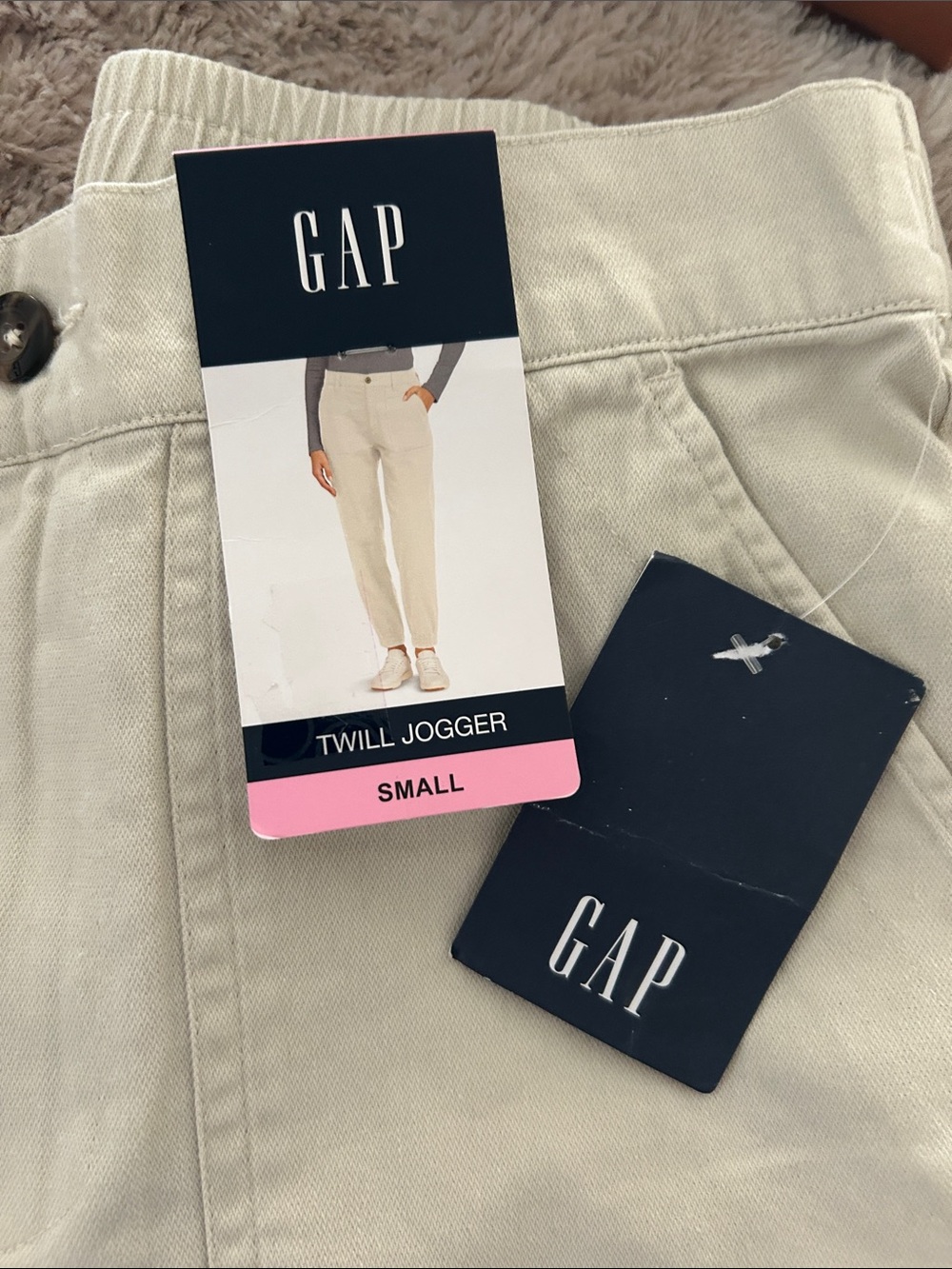 GAP Twill Jogger Pants in Light Cream